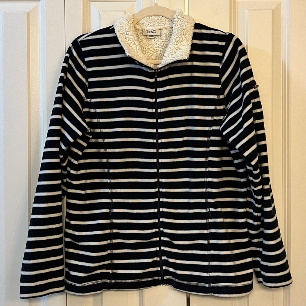 L.L. Bean Fleece and Sherpa Striped Jacket Size M